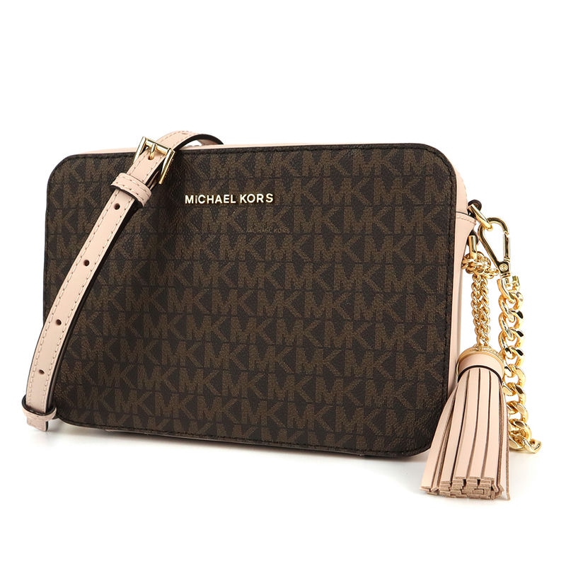 MICHAEL KORS マイケルコース ショルダーバッグ MKシグネチャー カメラバッグ ブラウン×ライトピンク 32F8GF5M2B 266