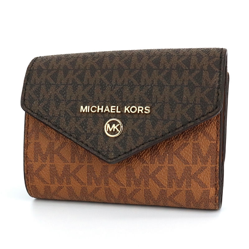 極美品　マイケルコース　折り財布　ブラウン　 最新モデル　シグネチャー　MK Brandol / MICHAEL KORS マイケルコース 折り財布 MKシグネチャー