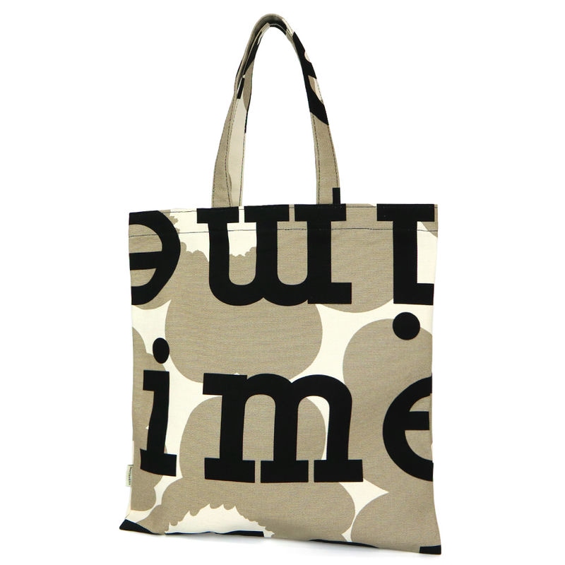 marimekko マリメッコ トートバッグ Unikko Logo ウニッコ ロゴ ベージュ系×ブラック 091684 889
