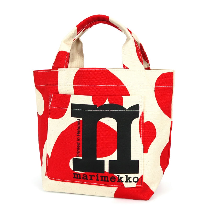 marimekko マリメッコ トートバッグ Pulloposti プッロポスティ レッド×ナチュラル 091975 830