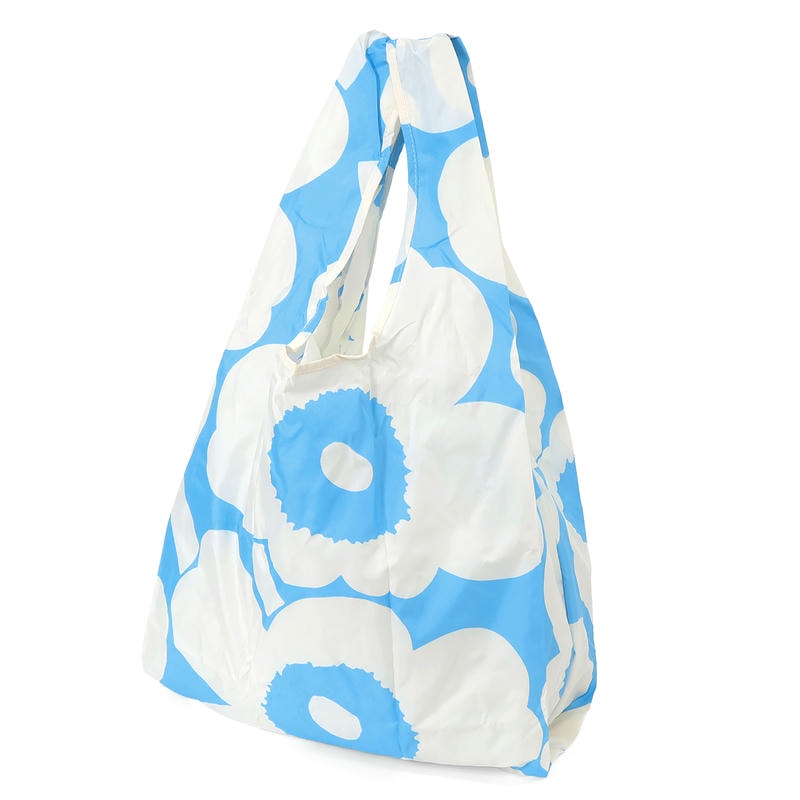 marimekko マリメッコ エコバッグ Unikko ウニッコ 折りたたみ 花柄 ホワイト×ライトブルー 94639 150