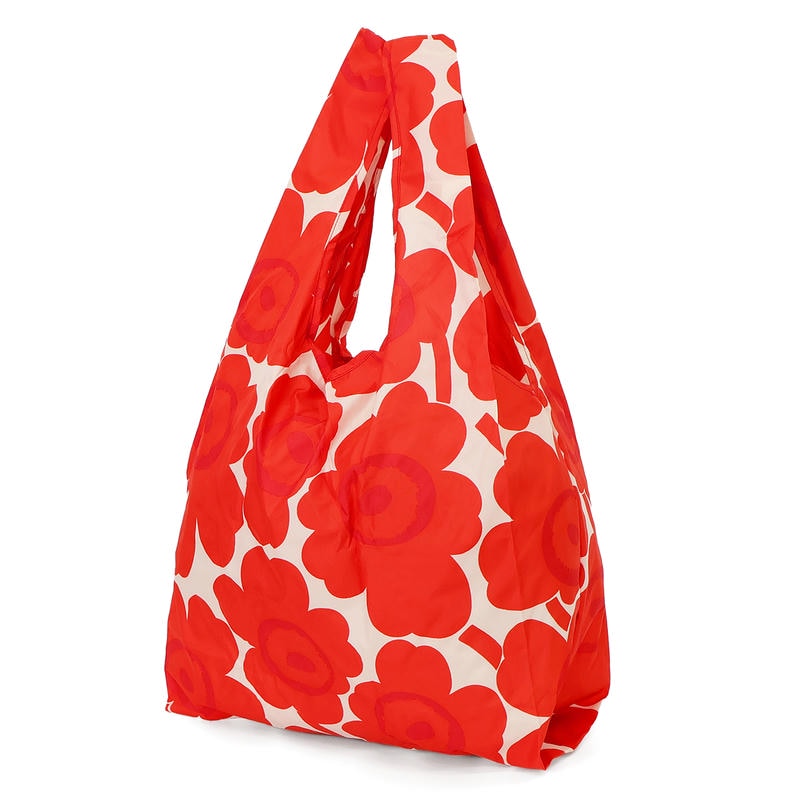 marimekko マリメッコ エコバッグ Unikko ウニッコ 折りたたみ 花柄 レッド×ライトピンク 95267 333