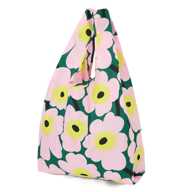 marimekko マリメッコ エコバッグ Unikko ウニッコ 折りたたみ 花柄 ライトピンク×グリーン 95570 246