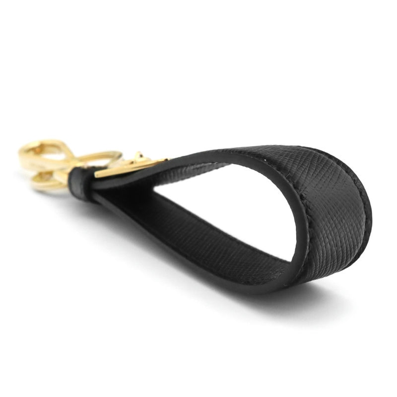 美品 PRADA ブラックレザー キーリング ブラック レザー キーチェーン | PRADA