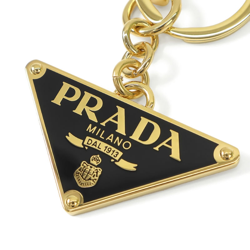 PRADA トライアングルキーホルダー ゴールド エナメルメタル PRADA トライアングルキーホルダー ゴールド エナメルメタル PRADA