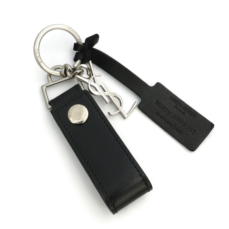 SAINT LAURENT サンローラン パリ キーリング YSL メタル キーホルダー ブラック×シルバー 518323 0SX0E 1000