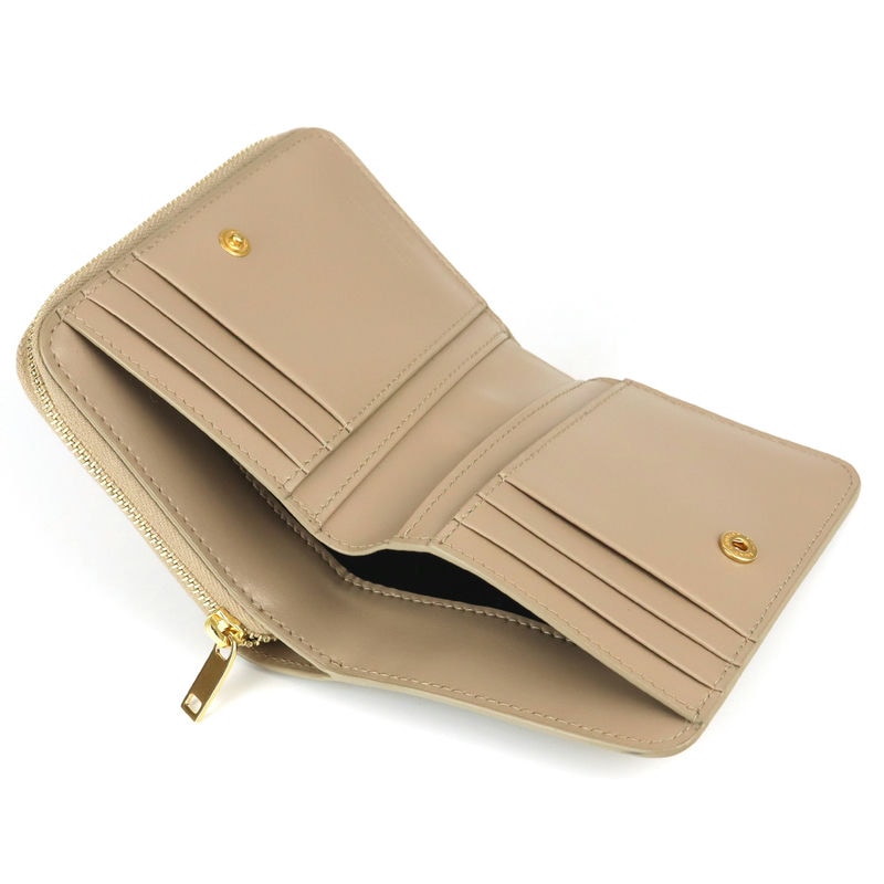 サンローラン SAINT LAURENT 短かっ 二つ折り財布 レザー ベージュ  