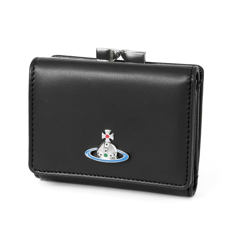 Vivienne Westwood ヴィヴィアンウエストウッド 三つ折り財布 がま口 レザー ブラック 51010018 L001L N403