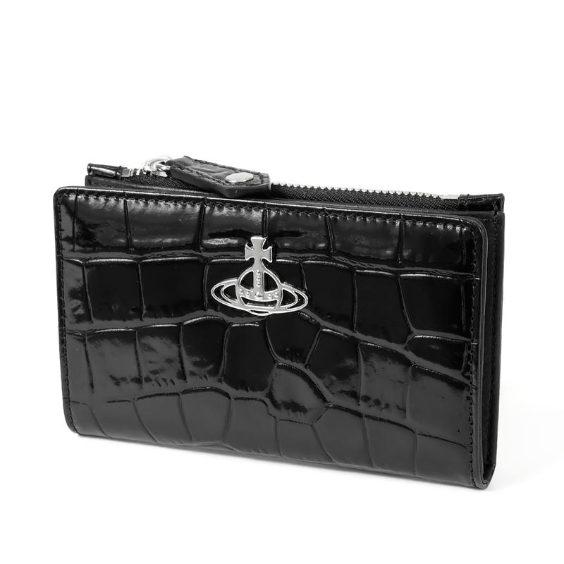 Vivienne Westwood ヴィヴィアンウエストウッド 小銭入れ クロコダイル調型押しレザー カードケース ブラック 51110038 L0039 N401